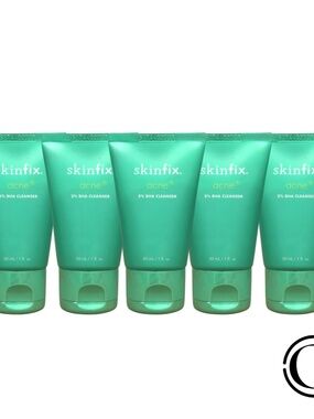 PACK OF 5 Skinfix Acne+ 2% BHA Cleanser Face Wash 1 oz / 30 ml Travel Size
